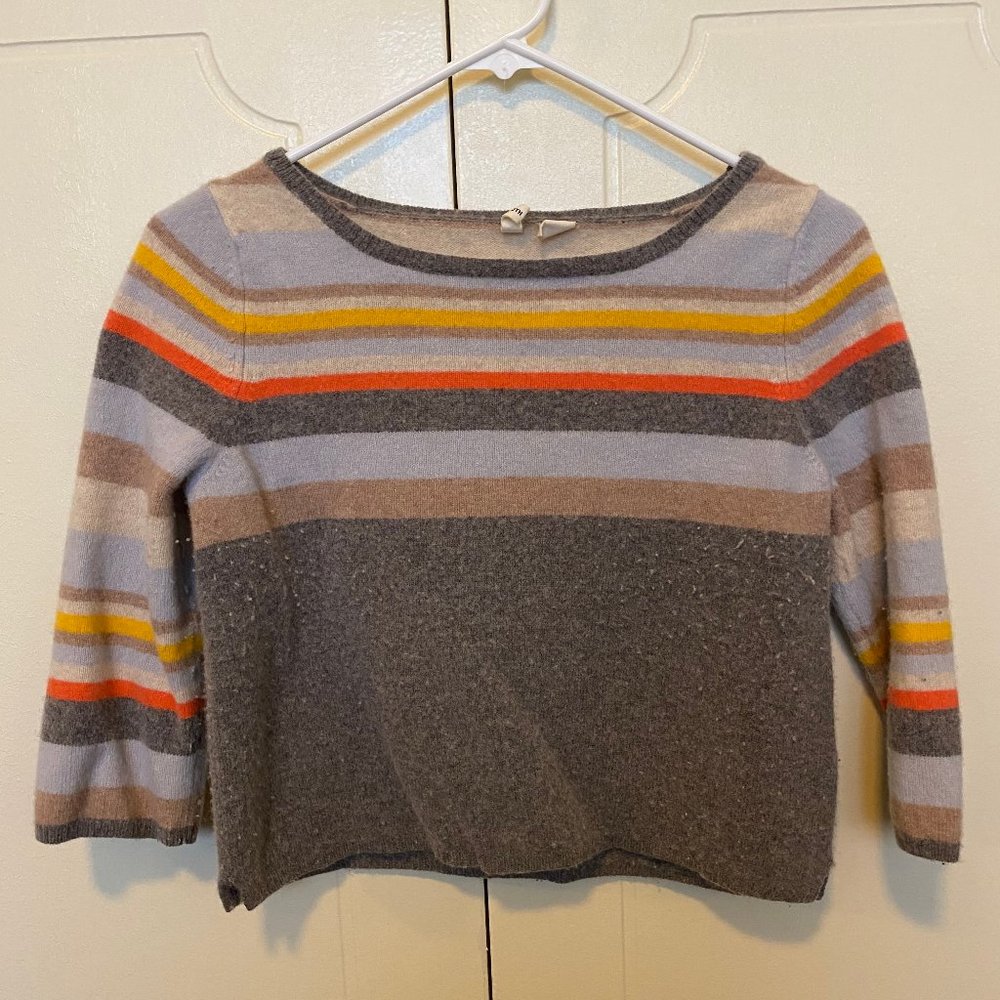 ANTHROPOLOGIE Moth Striped Cashmere Blend Sweater